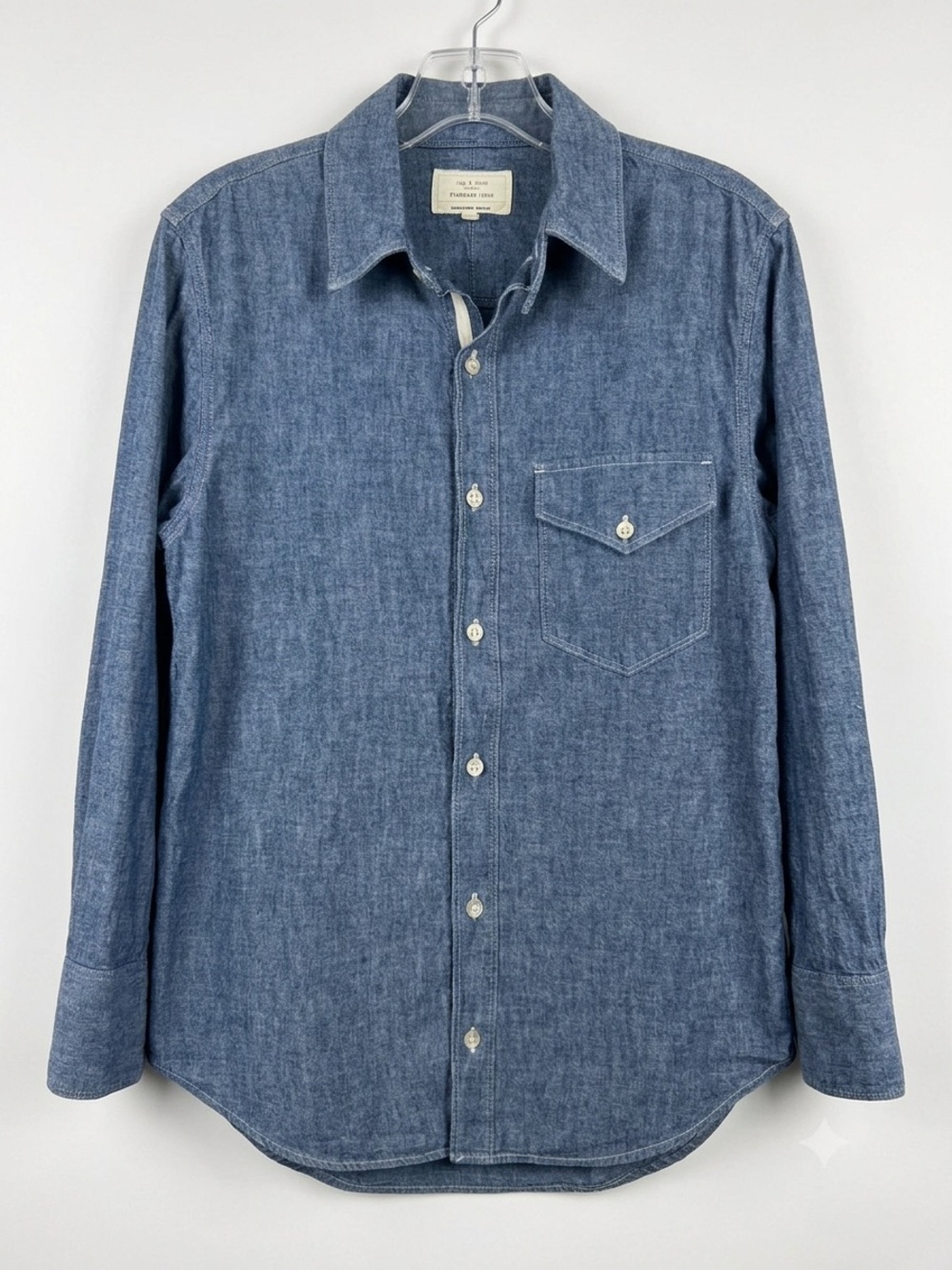 rag & bone Standard Issue Indigo Denim Button Down Shirt - Size XS